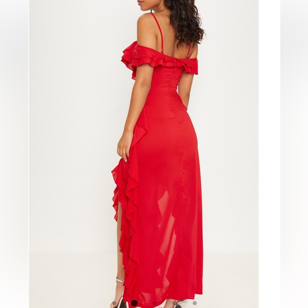 ASOS Red Ruffle Midi Dress - Picture 2 of 3